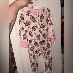 Btween baby bamboo bow football zippy 9months NWT